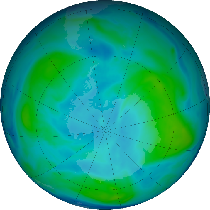 Antarctic ozone map for 10 February 2017